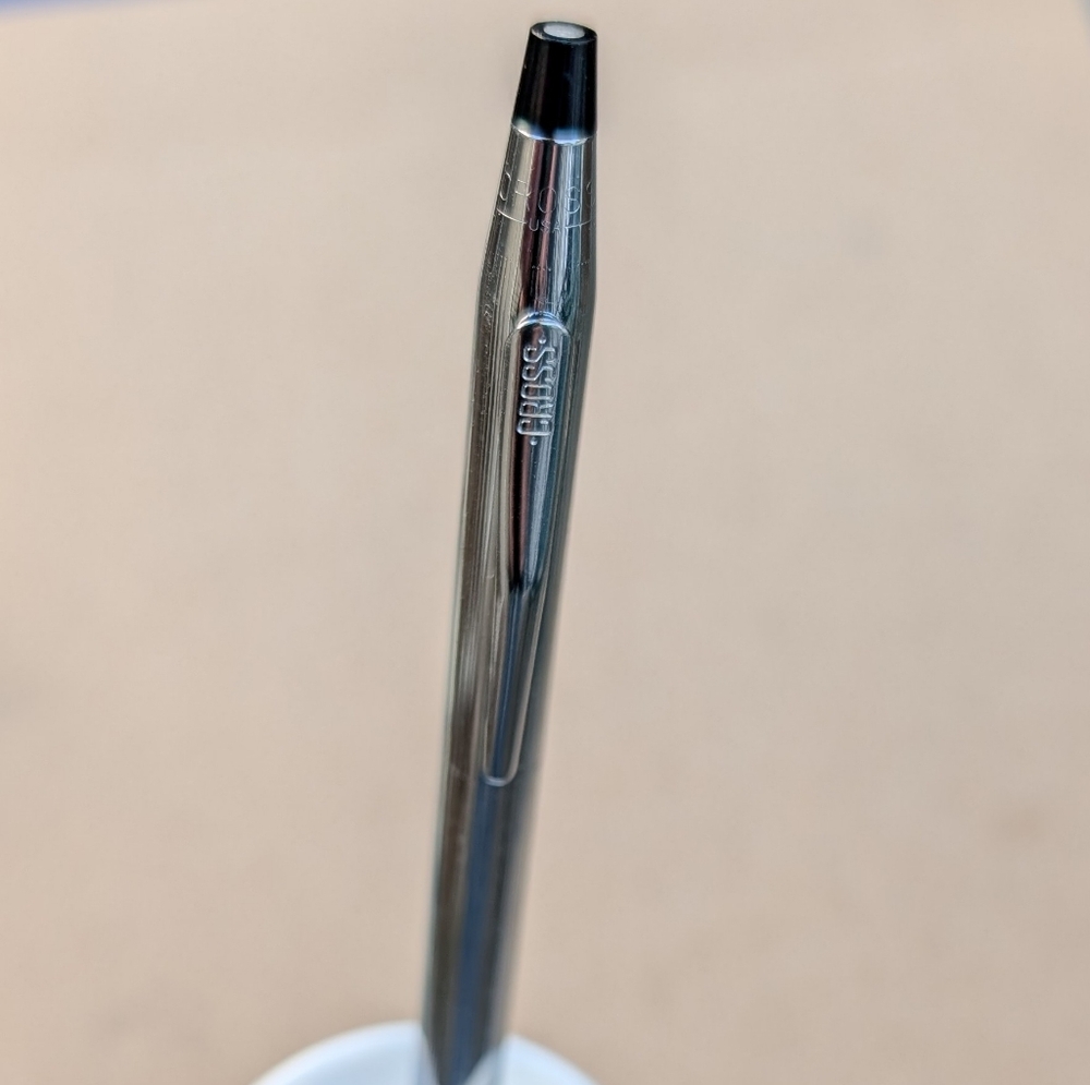 Vintage Ink Pen Silver Tone Thin Cross Classic Working NO Box Business